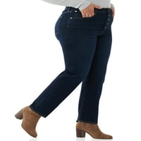 Besplatno montažu ženske esencijalne vitke traperice s izloženim prednjim gumbom
