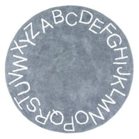 Dječja periva okrugla prostirka od abecede, 4 inča, plava
