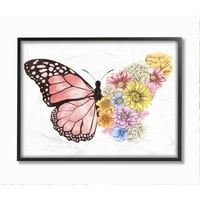 2 leptir cvjetni buket krilo kolaž proljeće roza Žuta zidni umjetnički dizajn uokviren od 24 30