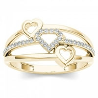 1 10ct TW Diamond 10k žuto zlato složeni srčani modni prsten