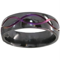 Polu krug crni cirkonijev prsten s beskonačnim simbolom anodiziranim u ljubičastoj boji