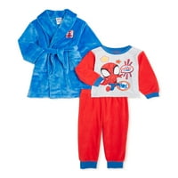Spiderman Boys Top dugih rukava, hlače i ogrtač, 3-komadića pidžama, veličine 2T-5T