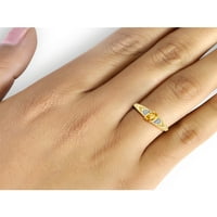 Citrin prsten nakit s rođenim kamenom – 0. Karatni citrin 14-karatni pozlaćeni srebrni prsten s bijelim dijamantnim