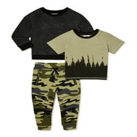 Majica s kratkim rukavima za dječake s kratkim rukavima i hlače za trčanje set odjeće od 3 komada veličine 4-18