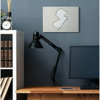 Stupell Industries New Jersey Home State Map Neutral Print Design Canvas Zidna umjetnost Daphne Polselli