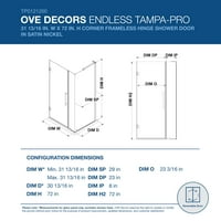 OVE Decors Tampa-Pro 31- in. W in. H pravokutni kutni tuš kućište s okretnim okvirima bez tuša u nikla
