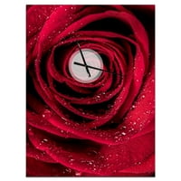 DesignArt 'latice crvene ruže s modernim zidnim satom kiše'