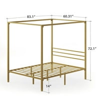 Okvir kreveta na platformi sa zlatnim metalnim baldahinom od 92, od 7