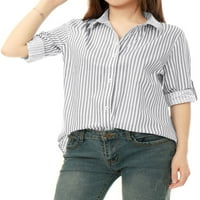 Jedinstvene ponude ženskog gumba niz košulju dugih rukava Okomite pruge