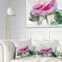 Dizajn stabljika ružičaste ruže s prskanjima boja - jastuk za cvjetne bacanja - 18x18