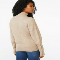 Scoop ženski gumb za manžetni džemper