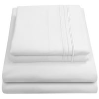 Komplet jednobojnih plahti za spavaću sobu od mikrovlakana od mikrovlakana - Bijela