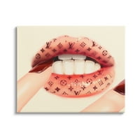 Stupell Industries modna ikona usne prstiju Bite Glam uzorak Grafička umjetnička galerija zamotana platna za tisak
