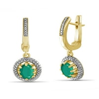 Smaragd u karatu i bijeli dijamant naglašavaju 14-karatno zlato preko srebrnih visećih naušnica