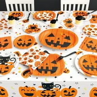 Halloween Cat & Pumpkins Paper višebojni desertne ploče, u, broji