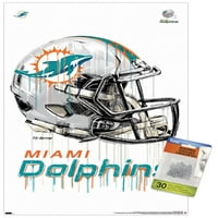 Miami Dolphins - plakat kaciga za kacigu s push igle, 14.725 22.375