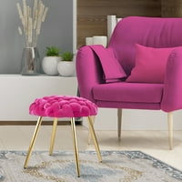 Dizajnerska grupa križno tkana baršunasta okrugla stolica, ružičasta