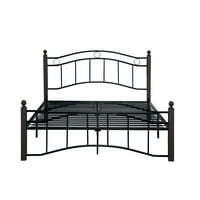 Aukfa okvir u punoj veličini, metalni platformski krevet s uzglavljem i pločom, crno