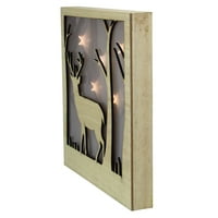 9.75 LED osvijetljeni muški jeleni sa zvijezdama rogova osvijetljene božićnom drvenom kutijom