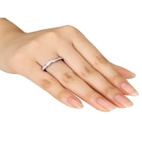 Zakrivljeni zaručnički prsten od ružičastog zlata s dijamantom od 14 karata