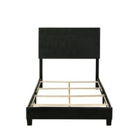 Krevet na platformi veličine mumbo-mumbo s uzglavljem, potporom od drvenih letvica, bazom madraca u crnoj boji za