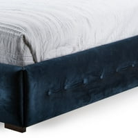 Baxton Studio Morgan Contemporary mornarsko plavi baršunasti gumb natkriveni platformski krevet, višestruke veličine