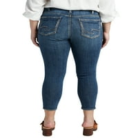 Silver Jeans Co. Ženske plus veličine suki srednjeg uspona Skinny Crop Traperice veličine struka 12-24