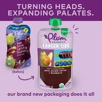 Plum Organics Tots & Beyond Organic Toddler Torbe za hranu: kruška, ljubičasta mrkva, borovnica - 7. oz, pakiranje