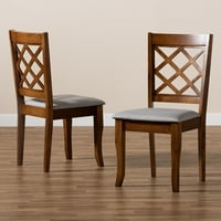 2-dijelni set stolica za blagovanje od 2 komada i moderne sive tkanine s završnom obradom od oraha