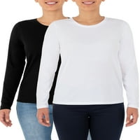 Time i TRU ženska esencijalna pima pamučna majica s dugim rukavima, 2-pack