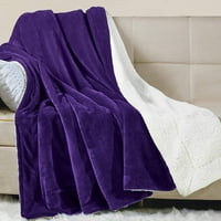 Meka Sherpa fleece Bacite pokrivač, ljubičasta, plišana mekana topla, reverzibilni kauč za krevet