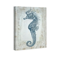 Wynwood Studio Nautical and Coastal Wall Art Canvas Otisci morski konj plavi morski život - plavi, bijeli