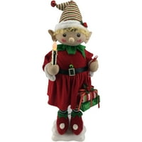 Farse Fraser Hill 24-in. Gospođa Elf Figurica s osvijetljenom svijećom, darovima, animacijom i glazbom - Dekoracija