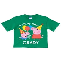 Personalizirana majica Peppa Pig Peppa i George Birthday Green Boys