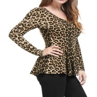 Jedinstvene ponude ženske rastezljive peplum majice leopard tiska