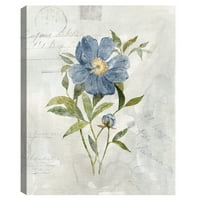 Plavi laneni božur Carol Robinson umjetnički tisak na platnu