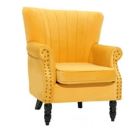 Fotelja sa širokim hrpama od tkanine od 29 inča u žutoj boji