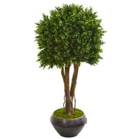 Gotovo prirodno 47 ”Boxwwood Umjetno stablo topija u metalnoj zdjeli UV otporno