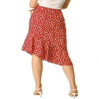 Jedinstvene ponude ženske asimetrične polka točkice ruffle hem šifon linijska suknja
