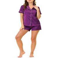 Jedinstvene ponude ženske pidžame gumb kratkih rukava dolje i kratke hlače satene setove