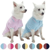 Borobavni kućni ljubimac od leđa u osnovni pamučni mješavini psa polo u pastelno ružičastoj i plavoj boji, dužina