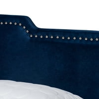 Baxton Studio Benjen Contemporary Modern Velvet Back Potpor Panel krevet, puni, mornarsko plava crna