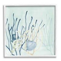 Slojeve školjke Koraljne podvodne životinje i insekti grafička umjetnost bijela uokvirena umjetnička print zidna