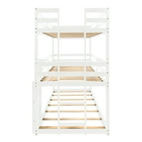 Aukfa trostruki krevet na kat, drveni dvostruki podni kreveti za djecu, bijeli