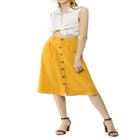 Jedinstvene ponude ženskog gumba prednji visoki pojas pojas midi a-line suknja