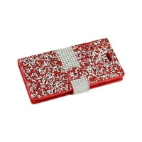 Fulio novčanik futrola za telefon iPhone dijamantski rinestone novčanik u crvenoj boji