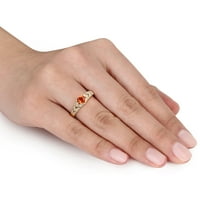 Ženski prsten u obliku srca u obliku srca s narančastim safirom i dijamantima od žutog zlata od 10 karata sa srcem