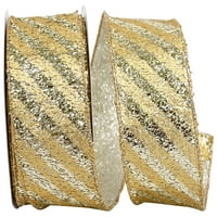 Papir božićno zlato metalna traka od poliestera od poliestera, 10yd 2,5 inča, 1 pakiranje