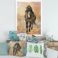 Designart 'Apstraktni portret prekrasnog kestena konja ii' Farmhouse uokvireni umjetnički tisak