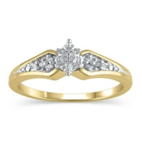 Carat T.W. Drži mi prsten za obećanje Diamond Diamond u srebrom s 18k žutim zlatom, veličina 5